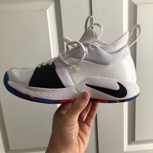 Boys Nike Paul George 2 White and Multicolored 7.5
